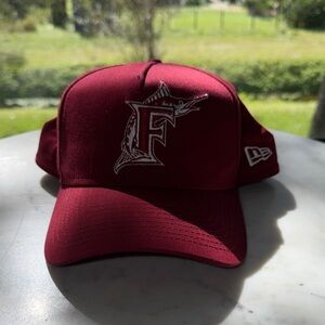 Maroon Florida Marlins Baseball Cap with Embroidered Logo